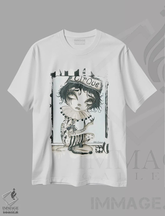 تیشرت سفید طرح دار انگولی، دکوراسیون جایگزین اثر داتی گلیسون | فروشگاه ایماژ