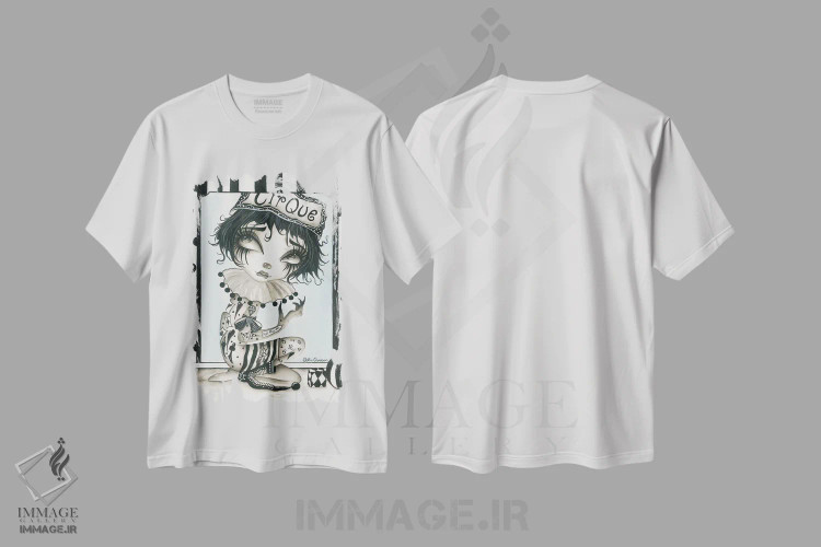 تیشرت سفید طرح دار انگولی، دکوراسیون جایگزین اثر داتی گلیسون | فروشگاه ایماژ