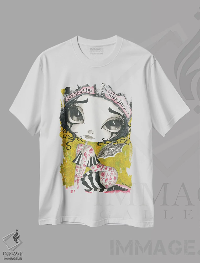 تیشرت سفید طرح دار رؤیاهای زنده، دکوراسیون جایگزین اثر داتی گلیسون | فروشگاه ایماژ