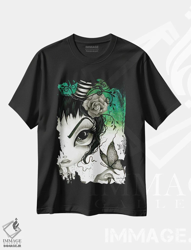 تیشرت مشکی طرح دار لولیتا، دکوراسیون جایگزین اثر داتی گلیسون | فروشگاه ایماژ