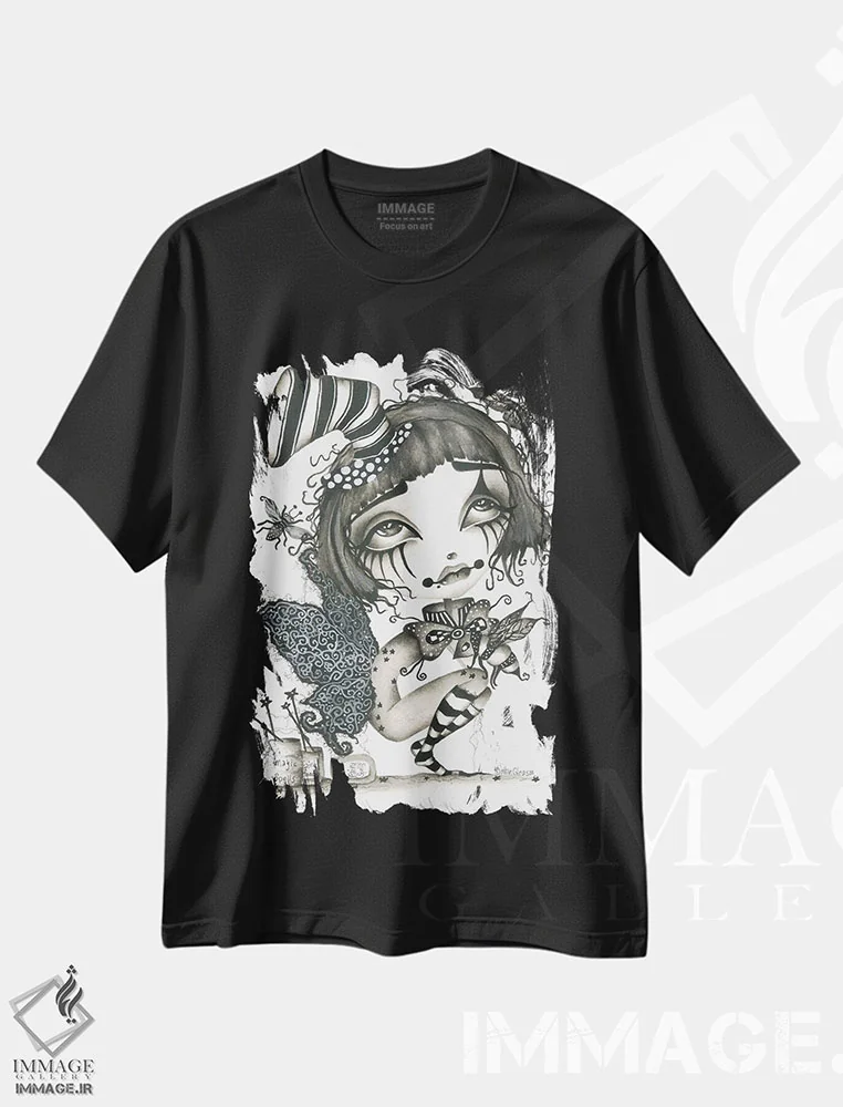تیشرت مشکی طرح دار سامارا، دکوراسیون جایگزین اثر داتی گلیسون | immage.ir