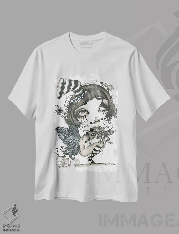تیشرت سفید طرح دار سامارا، دکوراسیون جایگزین اثر داتی گلیسون | فروشگاه ایماژ