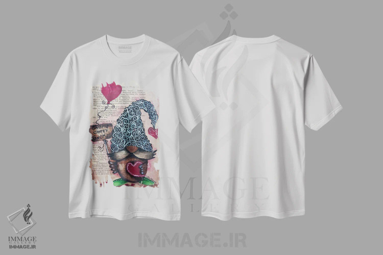 تیشرت سفید طرح دار جن شیرین جن، مدیوم اثر داتی گلیسون | فروشگاه ایماژ