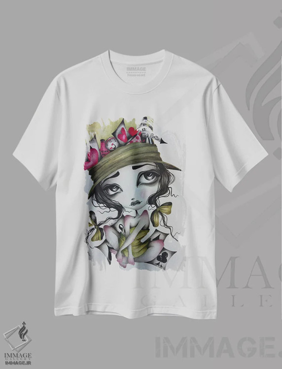 تیشرت سفید طرح دار کلاه دلقک کوچک، دکوراسیون جایگزین اثر داتی گلیسون | فروشگاه ایماژ
