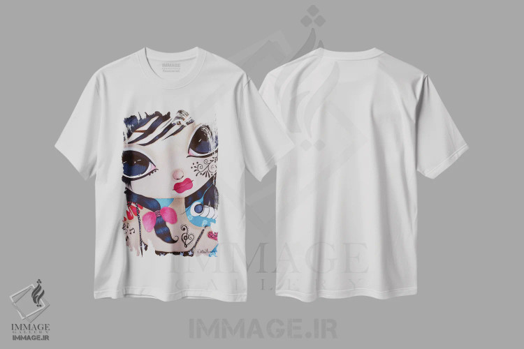 تیشرت سفید طرح دار آنژلیک، هنر فاخر معاصر اثر داتی گلیسون | immage.ir