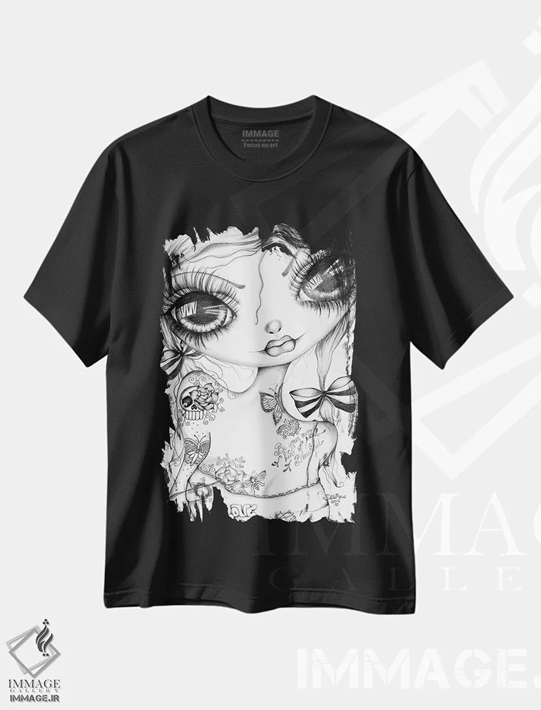 تیشرت مشکی طرح دار نوع زیبایی خودت باش، هنر فاخر معاصر اثر داتی گلیسون | فروشگاه ایماژ