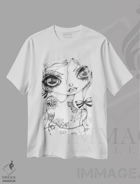 تیشرت سفید طرح دار نوع زیبایی خودت باش، هنر فاخر معاصر اثر داتی گلیسون | immage.ir