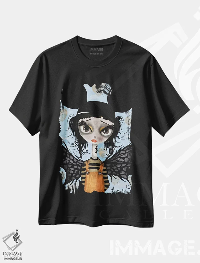 تیشرت مشکی طرح دار ایمان بیاور ۲، هنر فاخر معاصر اثر داتی گلیسون | immage.ir