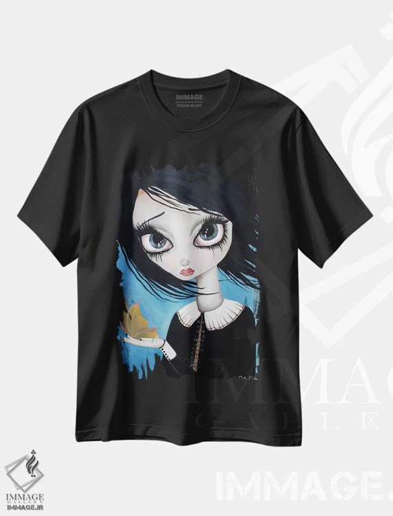 تیشرت مشکی طرح دار لحظه ای برای به یاد سپردن، هنر فاخر معاصر اثر داتی گلیسون | فروشگاه ایماژ