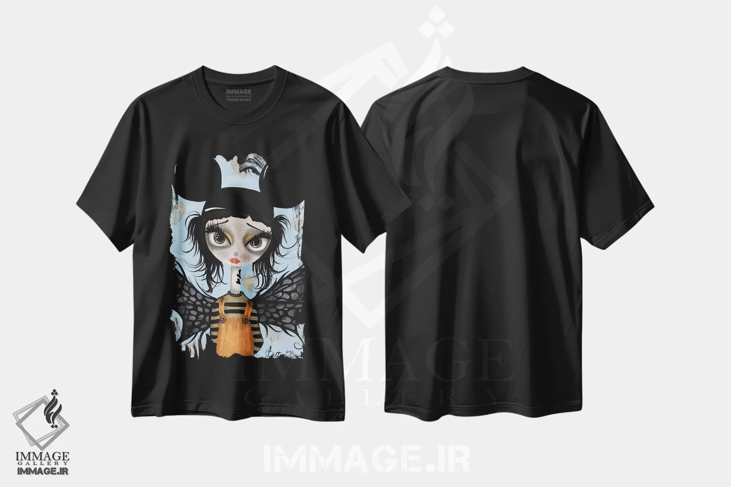 تیشرت مشکی طرح دار ایمان بیاور ۲، هنر فاخر معاصر اثر داتی گلیسون | immage.ir