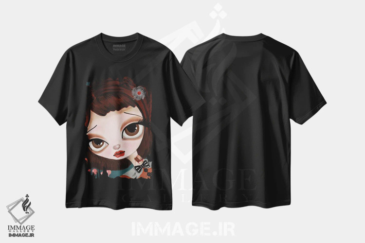 تیشرت مشکی طرح دار بتی، هنر فاخر معاصر اثر داتی گلیسون | فروشگاه ایماژ