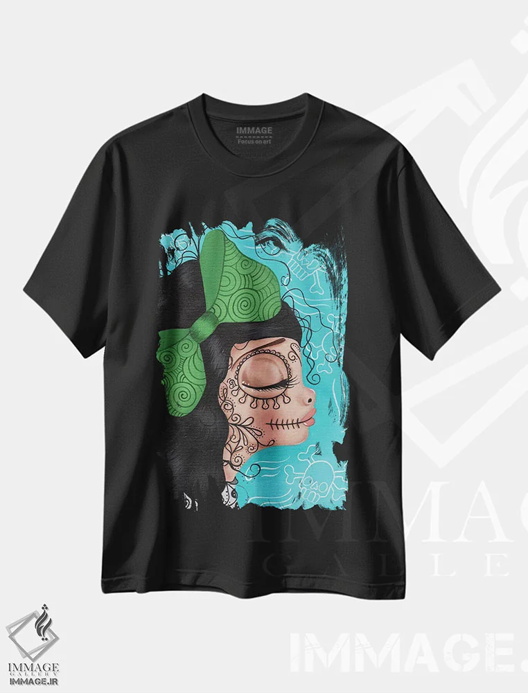 تیشرت مشکی طرح دار بتی بو، هنر فاخر معاصر اثر داتی گلیسون | فروشگاه ایماژ