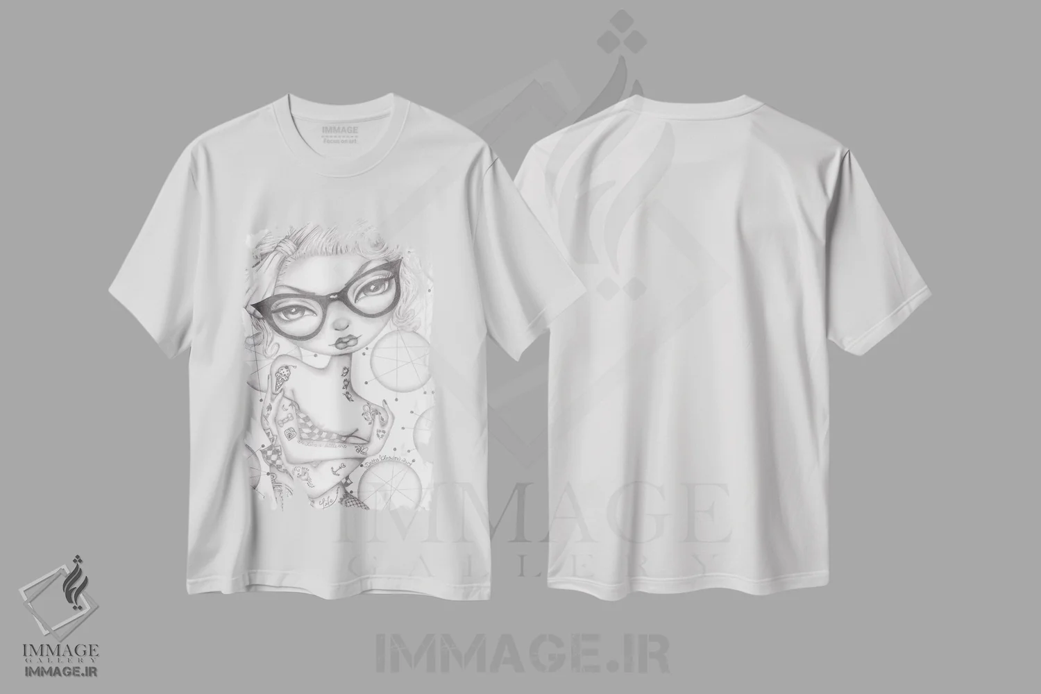 تیشرت سفید طرح دار بتی، هنر فاخر معاصر اثر داتی گلیسون | فروشگاه ایماژ