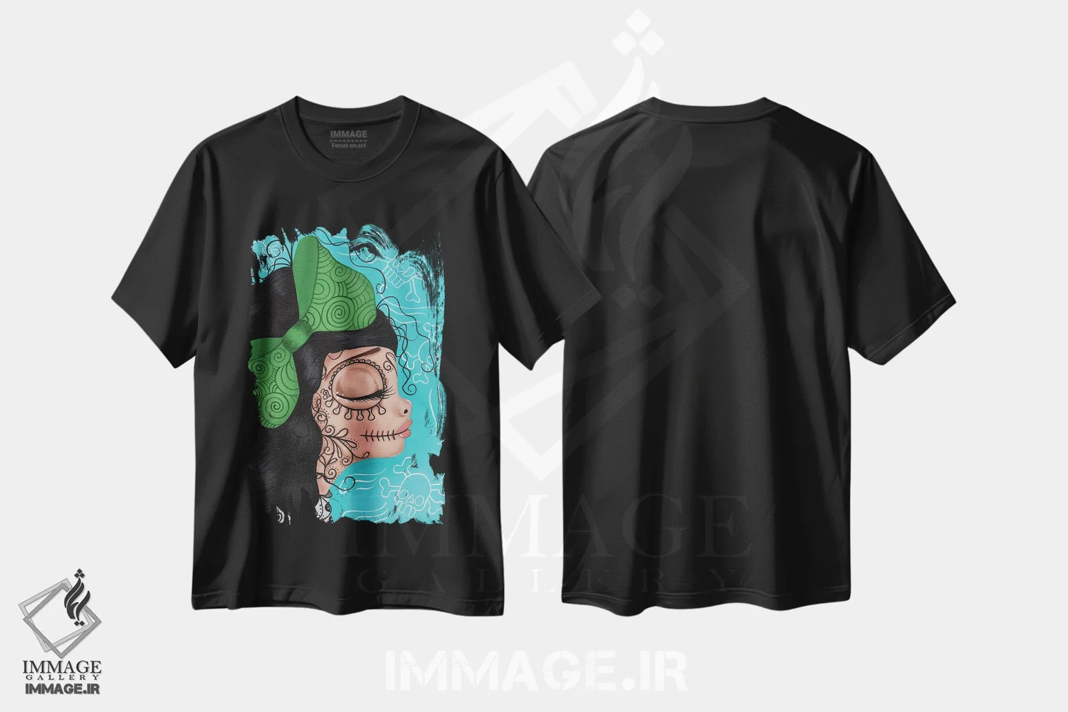 تیشرت مشکی طرح دار بتی بو، هنر فاخر معاصر اثر داتی گلیسون | فروشگاه ایماژ