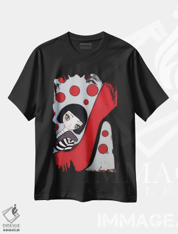 تیشرت مشکی طرح دار کوکو، هنر فاخر معاصر اثر داتی گلیسون | immage.ir