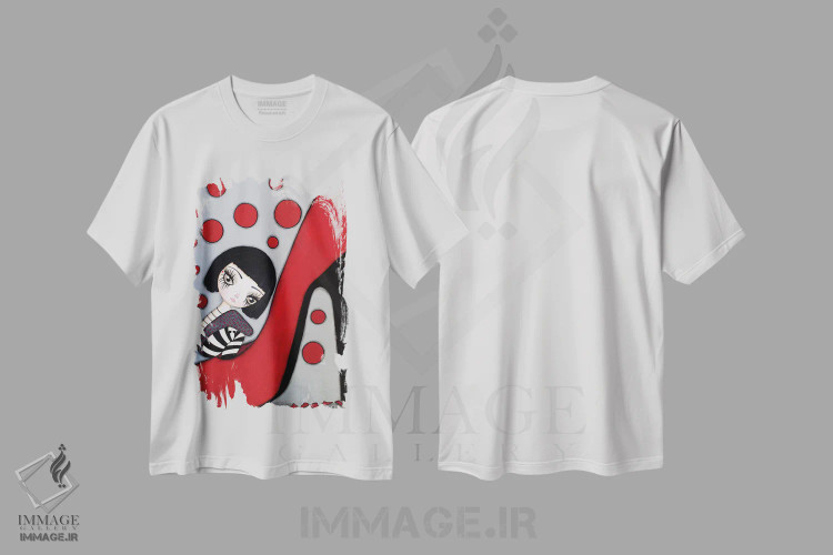 تیشرت سفید طرح دار کوکو، هنر فاخر معاصر اثر داتی گلیسون | فروشگاه ایماژ