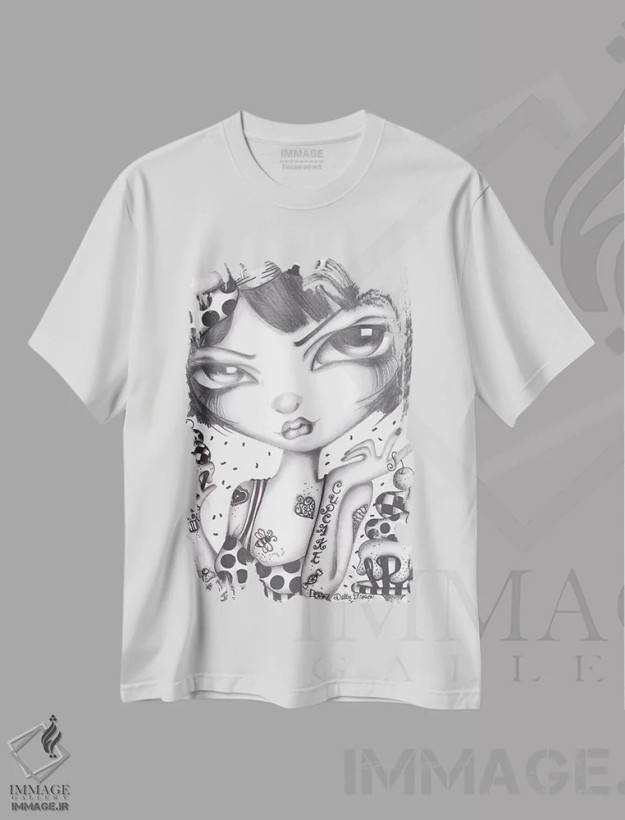 تیشرت سفید طرح دار کلر کیک فنجانی، هنر فاخر معاصر اثر داتی گلیسون | فروشگاه ایماژ