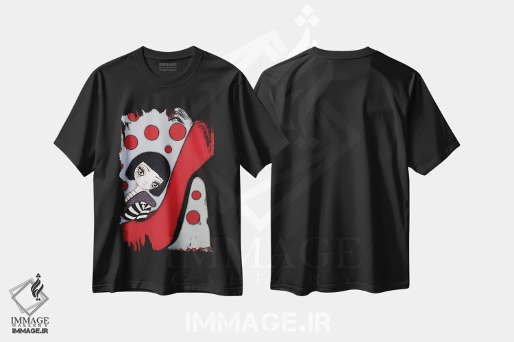 تیشرت مشکی طرح دار کوکو، هنر فاخر معاصر اثر داتی گلیسون | immage.ir