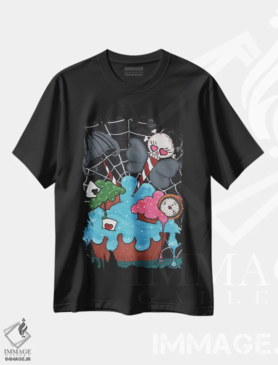 تیشرت مشکی طرح دار تار عنکبوت داتی، هنر فاخر معاصر اثر داتی گلیسون | فروشگاه ایماژ