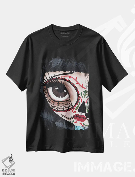تیشرت مشکی طرح دار روز مردگان شماره ۱۱، هنر فاخر معاصر اثر داتی گلیسون | immage.ir