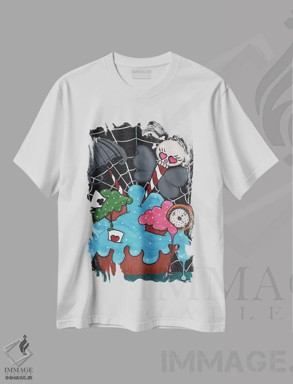 تیشرت سفید طرح دار تار عنکبوت داتی، هنر فاخر معاصر اثر داتی گلیسون | immage.ir