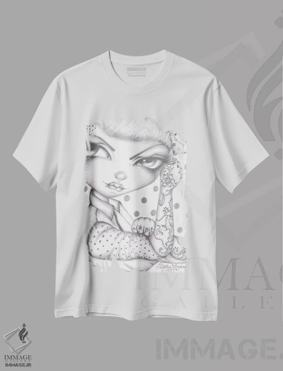 تیشرت سفید طرح دار قدرت دخترانه، هنر فاخر معاصر اثر داتی گلیسون | immage.ir