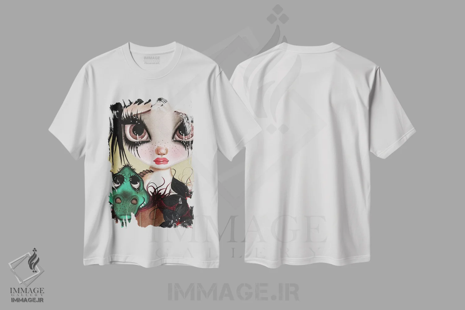 تیشرت سفید طرح دار پری ها و اژدهاها II، هنر فاخر معاصر اثر داتی گلیسون | immage.ir
