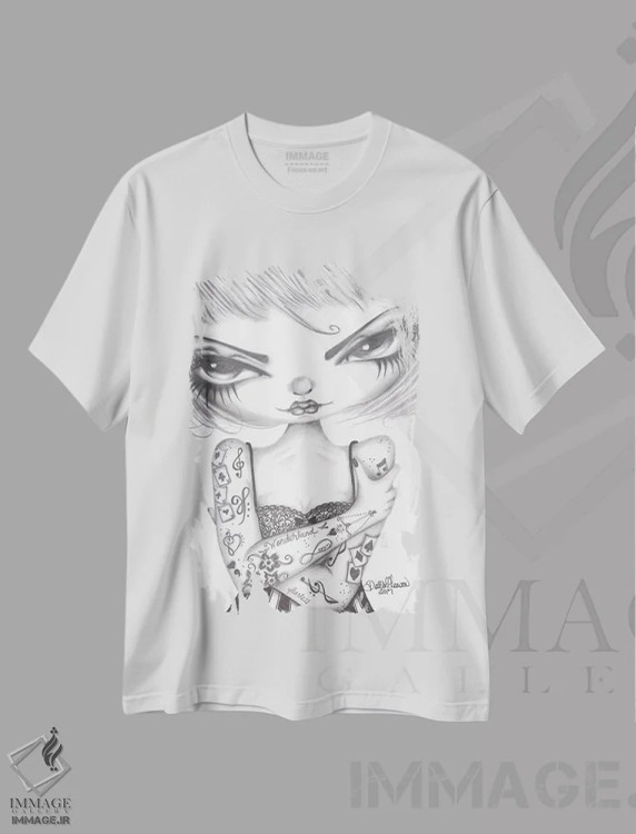 تیشرت سفید طرح دار گرتا، هنر فاخر معاصر اثر داتی گلیسون | فروشگاه ایماژ
