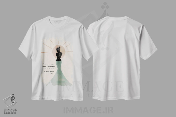 تیشرت سفید طرح دار خورشید هنوز می سوزد، تزئینی اثر دانیکا گیم | فروشگاه ایماژ