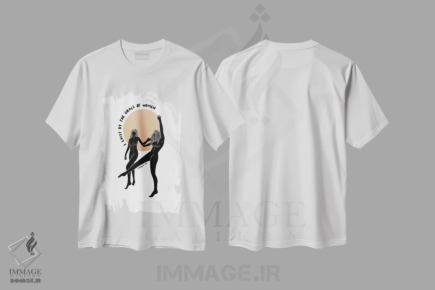 تیشرت سفید طرح دار با لطف زنان قسمت دوم، تزئینی اثر دانیکا گیم | فروشگاه ایماژ