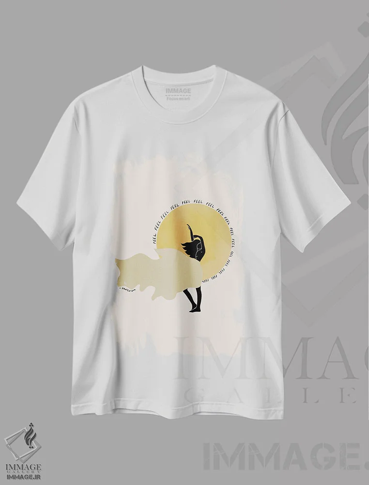 تیشرت سفید طرح دار احساس کن، تزئینی اثر دانیکا گیم | فروشگاه ایماژ