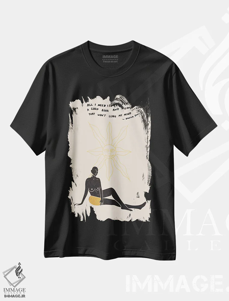 تیشرت مشکی طرح دار خورشیددوست، تزئینی اثر دانیکا گیم | فروشگاه ایماژ