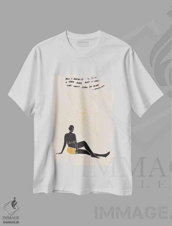 تیشرت سفید طرح دار خورشیددوست، تزئینی اثر دانیکا گیم | immage.ir