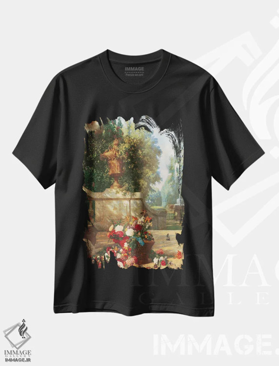 تیشرت مشکی طرح دار پانل تزئینی لو کورویل، تزئینی اثر چارلز دوگاسو | immage.ir