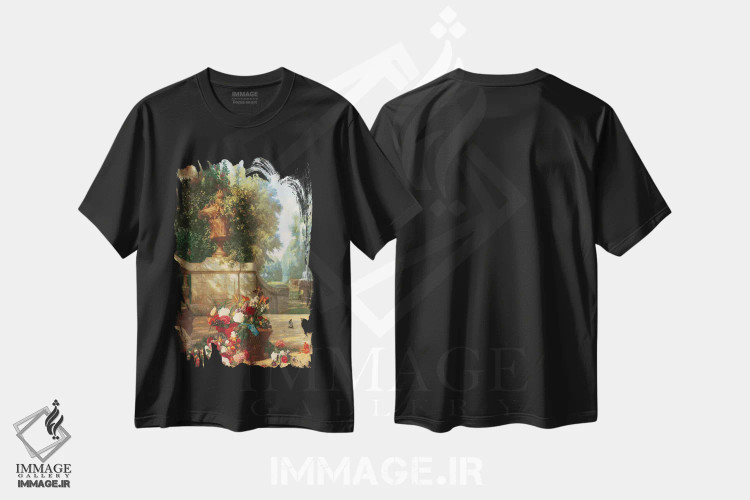 تیشرت مشکی طرح دار پانل تزئینی لو کورویل، تزئینی اثر چارلز دوگاسو | immage.ir