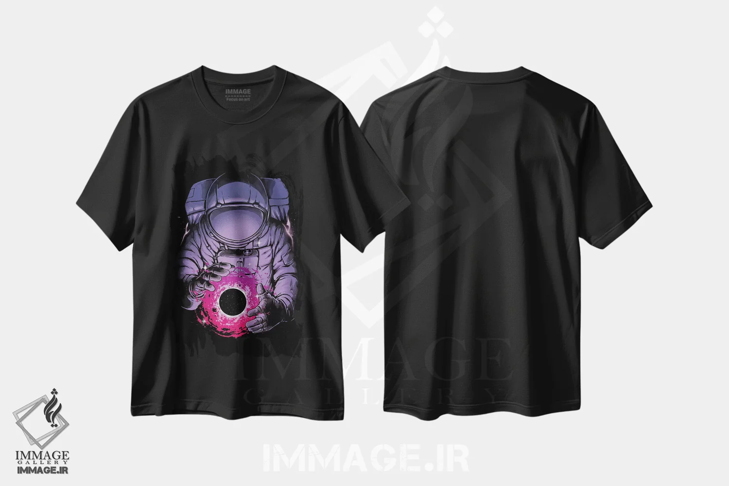 تیشرت مشکی طرح دار فضای ژرف، هنر دیجیتال اثر دیجیتال کاربین | immage.ir