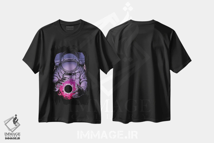 تیشرت مشکی طرح دار فضای ژرف، هنر دیجیتال اثر دیجیتال کاربین | immage.ir