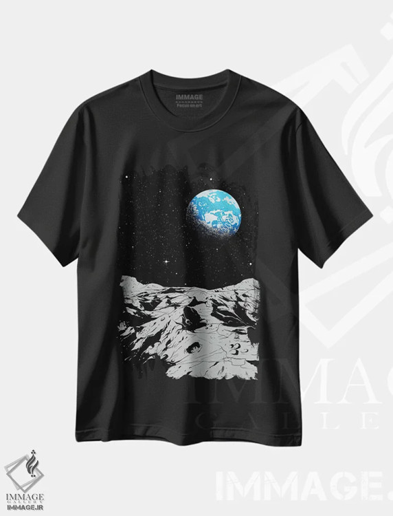 تیشرت مشکی طرح دار از ماه، هنر دیجیتال اثر دیجیتال کاربین | immage.ir