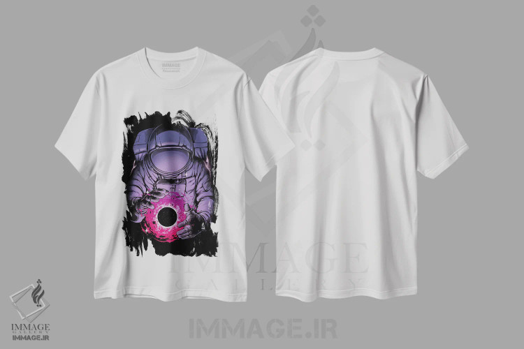 تیشرت سفید طرح دار فضای ژرف، هنر دیجیتال اثر دیجیتال کاربین | فروشگاه ایماژ