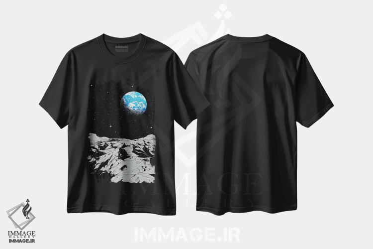 تیشرت مشکی طرح دار از ماه، هنر دیجیتال اثر دیجیتال کاربین | immage.ir