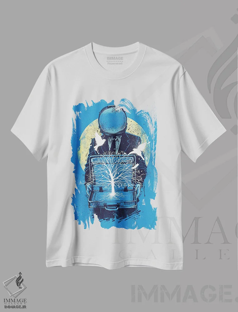تیشرت سفید طرح دار زندگی نو، هنر دیجیتال اثر دیجیتال کاربین | فروشگاه ایماژ