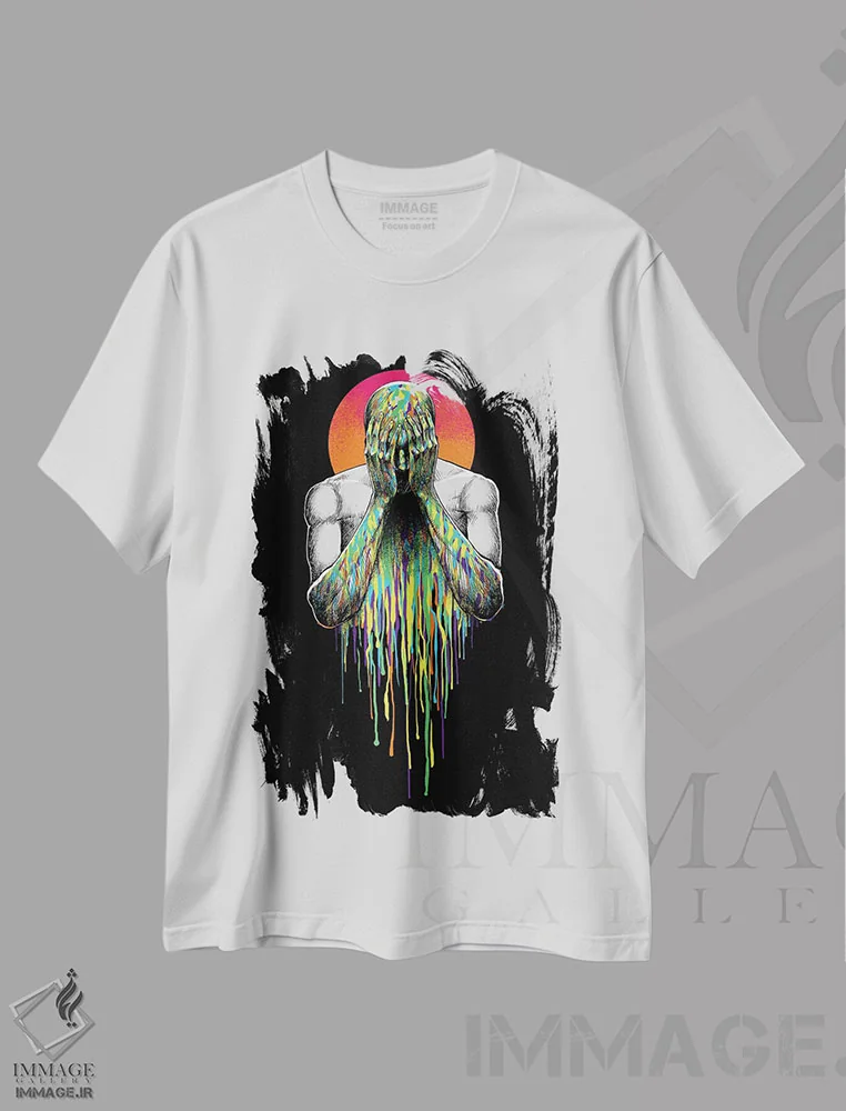 تیشرت سفید طرح دار مخفی شو، هنر دیجیتال اثر دیجیتال کاربین | فروشگاه ایماژ