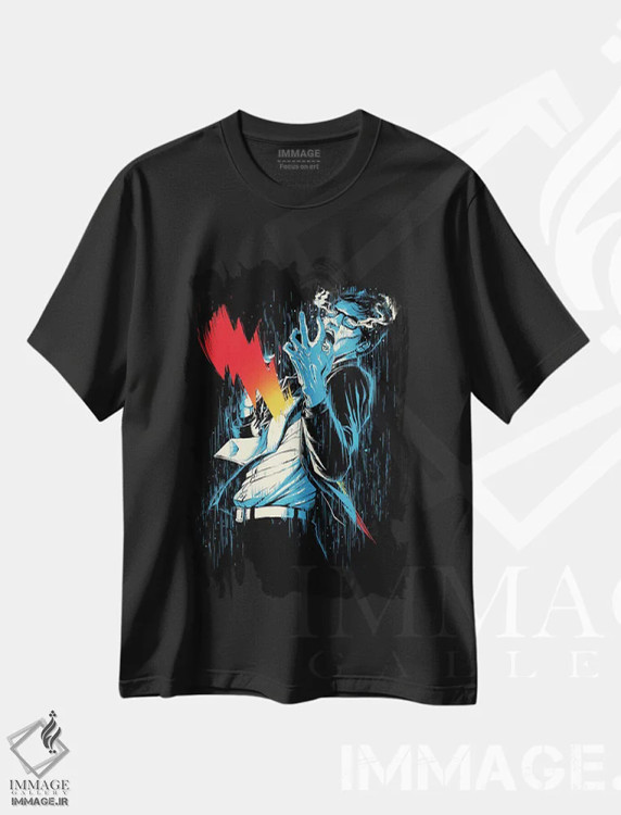 تیشرت مشکی طرح دار ولتاژ بالا، هنر دیجیتال اثر دیجیتال کاربین | فروشگاه ایماژ