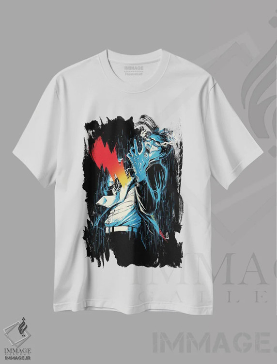 تیشرت سفید طرح دار ولتاژ بالا، هنر دیجیتال اثر دیجیتال کاربین | immage.ir