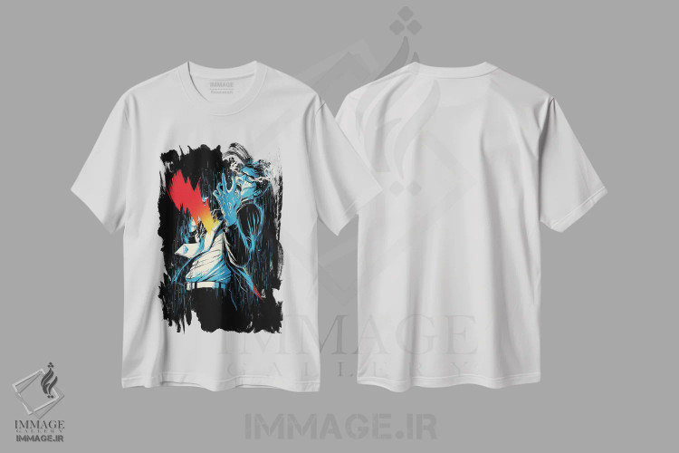 تیشرت سفید طرح دار ولتاژ بالا، هنر دیجیتال اثر دیجیتال کاربین | immage.ir