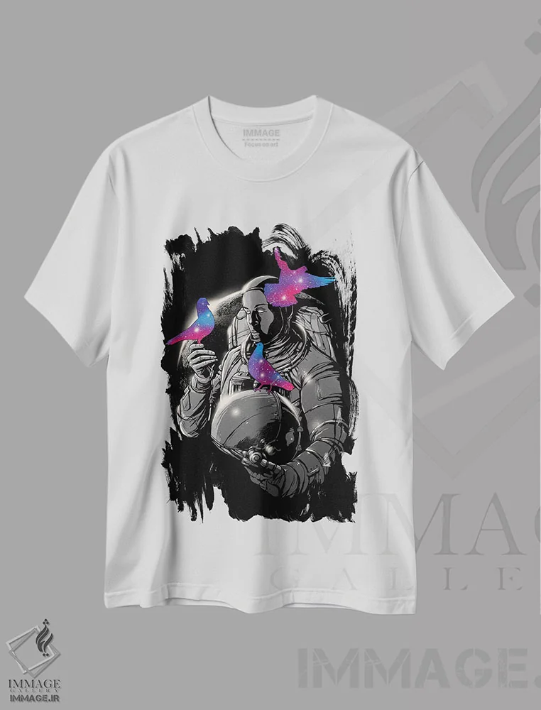 تیشرت سفید طرح دار لمس فانتزی، هنر دیجیتال اثر دیجیتال کاربین | immage.ir