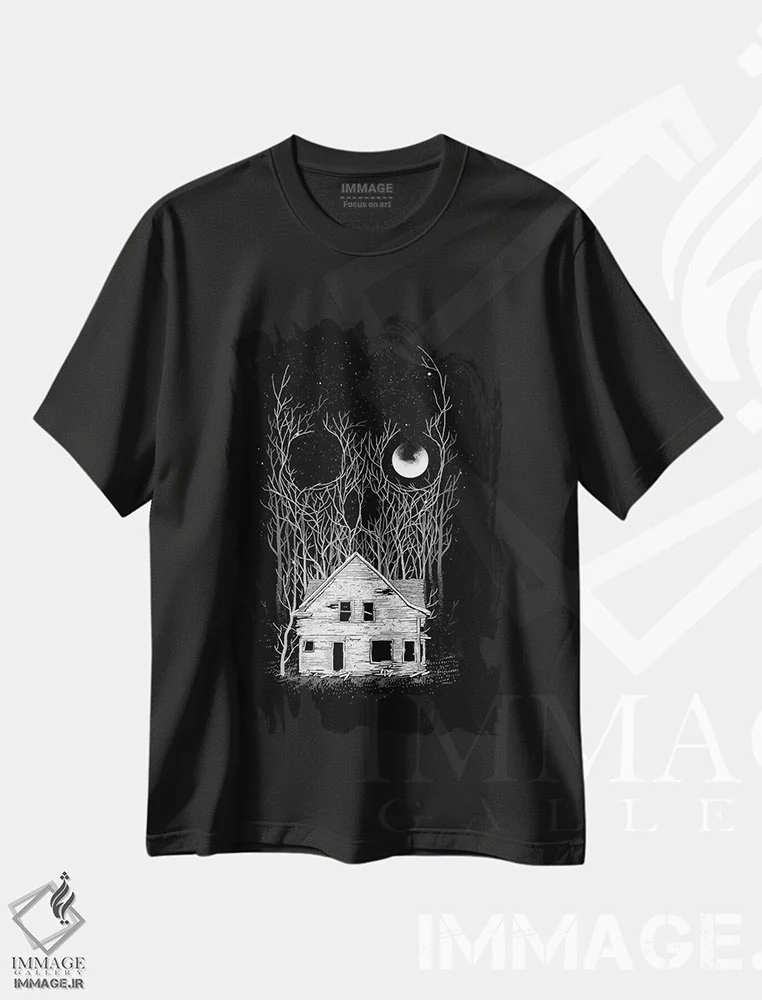 تیشرت مشکی طرح دار خانه مرگ، هنر دیجیتال اثر دیجیتال کاربین | immage.ir