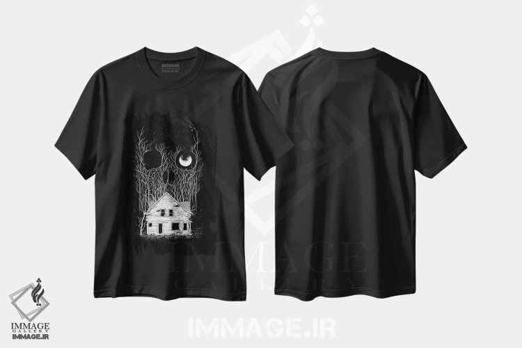 تیشرت مشکی طرح دار خانه مرگ، هنر دیجیتال اثر دیجیتال کاربین | immage.ir