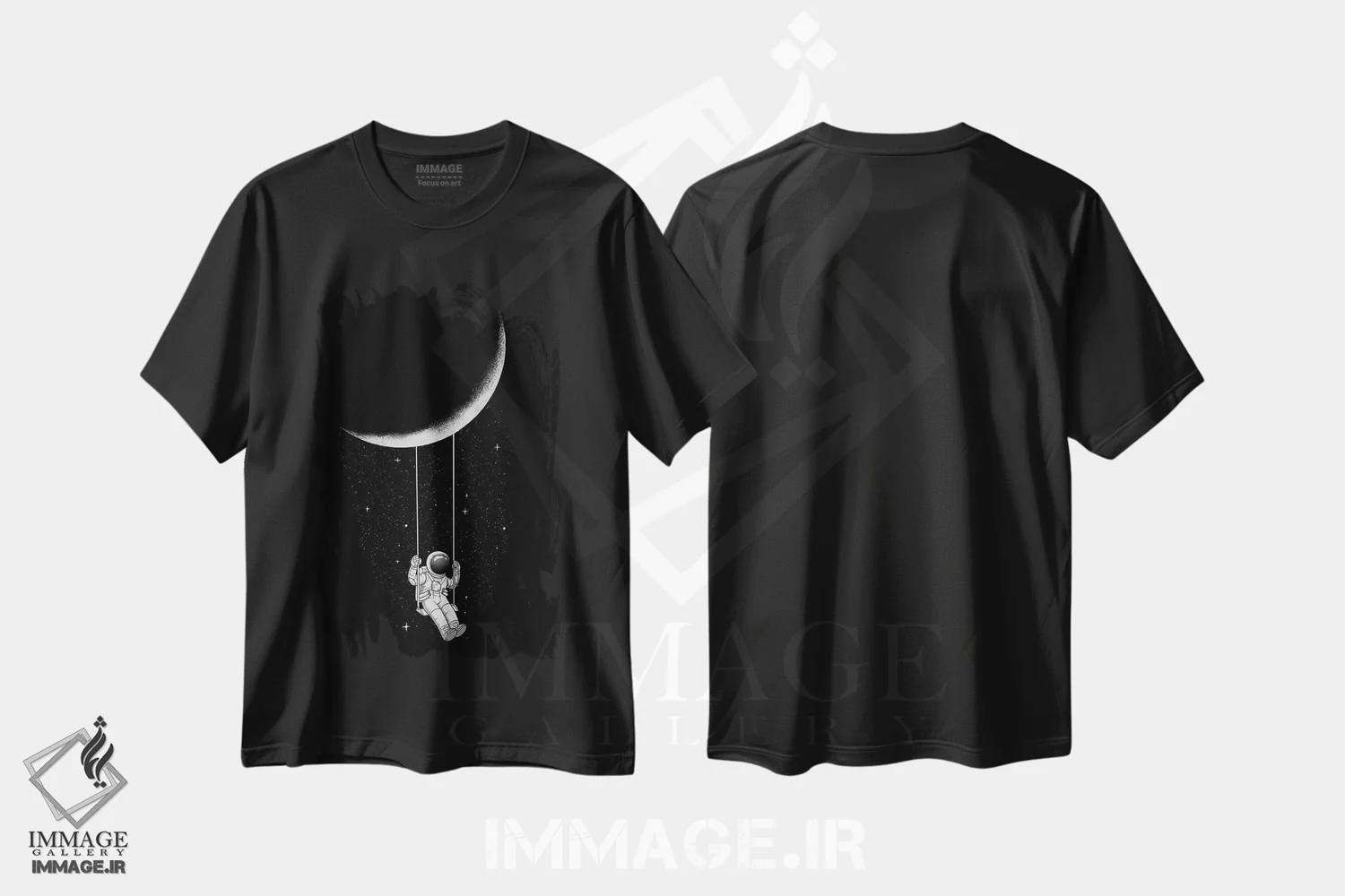 تیشرت مشکی طرح دار تاب ماه، هنر دیجیتال اثر دیجیتال کاربین | immage.ir