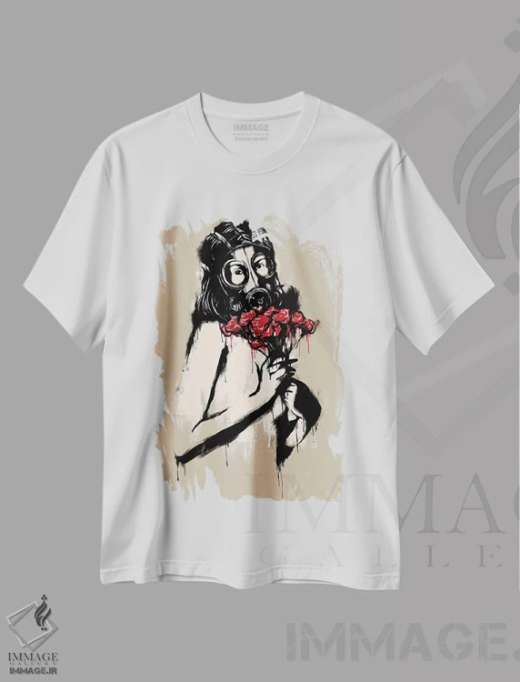 تیشرت سفید طرح دار آخرین گل، هنر دیجیتال اثر دیجیتال کاربین | immage.ir